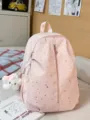 Pink star print backpack cute school bag casual daypack fashion aesthetic travel rucksack for women - With Pendant / S / Pink