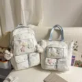 Korean style cute star print school backpack and tote bag set for students sweet design - Two-Piece Set Blue With Pendant Stars