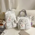 Korean ins style star print school bag sweet style two-piece backpack and tote bag set - Two-Piece Set Purple + Pendant + Star