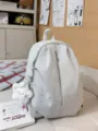 Sweet star pattern backpack casual school bag ins style aesthetic daypack for women girls. - With Pendant / S / Gray