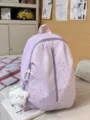 Sweet purple star print backpack for women, cute casual school bag and daily travel daypack. - With Pendant / S / Purple