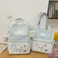 Zaino e borsa a tracolla con pois azzurri chiari set da due pezzi in stile carino - Set di Due Pezzi Con Ciondolo / Blu