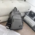 Minimalist grey casual backpack, lightweight waterproof daypack for daily commute and outdoor. - Grey Small with Charm