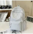 Grey star pattern school backpack large capacity student laptop casual daypack for teens - Gray (Without Pendant)