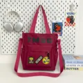 Korean style minimalist large capacity tote bag versatile shoulder crossbody student bag - Shoulder Bag - No Pendant / Red
