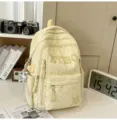 Cute star aesthetic school backpack large capacity student bookbag for daily use style - Yellow + Pendant