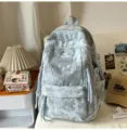 Korean style minimalist starry moon backpack for students casual school book bag light blue - Blue (No Pendant)