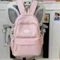 Cute pink star backpack for teen girls, Korean style casual school bookbag, lightweight design. - No Pendant / L / Pink