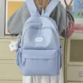 Sweet star print school backpack light casual daypack for teenage girls cute book bag - With Pendant / L / Blue