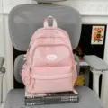Pink star print school backpack with front pocket cute casual daypack for teens students - No Pendant / S / Pink