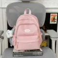 Pink star print cute school backpack for teen girls, lightweight casual daily daypack sweet style. - With Pendant / S / Pink