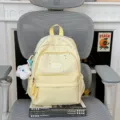 Cute yellow backpack for teen girls school star pattern lightweight casual daypack sweet style - With Pendant / S / Yellow