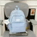 Cute light blue star backpack for girls, sweet Korean style school bag with cloud pendant. - With Pendant / S / Blue