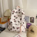 Korean ins sweet pink leopard heart print casual backpack cute school bag for girls lightweight - No Pendant / L / Pink