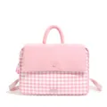 Mochila a cuadros rosa y blanco, linda mochila escolar para estudiantes, bolso ligero portátil variante - Rosa