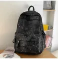 Zaino nero con stampa luna e stelle borsa da scuola casual per il tragitto quotidiano. - senza ciondolo / Taglia L / Nero