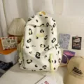 Cream white cute polka dot backpack, Korean style lightweight campus daypack variant. - No Pendant / L / Yellow