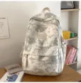 Zaino in tela in stile giapponese con simpatica stampa di stelle e luna, leggero e casual. - senza ciondolo / Taglia L / Bianco