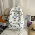 Cute ins style sweet girl travel backpack with blue spot pattern casual lightweight school bag - No Pendant / L / Blue
