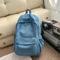 Zaino da studente in velluto blu con ricamo gotico, grande borsa scolastica carina per ragazze. - senza ciondolo / Blu
