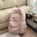 Zaino rosa in velluto scamosciato da donna, elegante borsa scolastica con bella ricamo. - senza ciondolo / Rosa