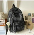 Stylish black starry night backpack with cute charms, perfect for students and daily casual use. - Black + Pendant