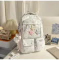 Japanese sweet star ita backpack for school girls, cute transparent pocket casual daypack. - With Pendant and 3 Stars / Purple