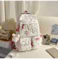Japanese ins style sweet star ita backpack for students, cute white school book bag. - With Pendant and 3 Stars / Red