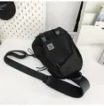 Black casual nylon sling bag unisex sports chest pack with N logo patch stylish backpack - No Pendant / Black