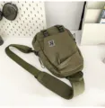Army green casual unisex crossbody bag, versatile nylon chest bag for daily outdoor wear. - No Pendant / Green