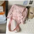 Pink star moon print tote backpack, Japanese style casual school bag for women and teens. - Pink Tutoring Bag [No Charm]