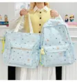 Cute blue dog print school bag and tote bag set, sweet Japanese style backpack for students. - Two-Piece Set (With Pendant) / Blue