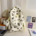 Cute Leopard Print Canvas Backpack Cream Yellow School Bag Aesthetic Casual Daily Daypack - With Pendant / L / Yellow