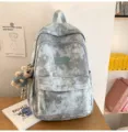 Zaino scolastico in stile giapponese con stampa stelle luna per ragazze ragazzi leggero e casual - con portachiavi / Taglia L / Blu
