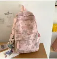 Zaino scolastico con stampa stella luna rosa simpatico zaino casual per ragazze e studenti - con portachiavi / Taglia L / Rosa