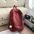 Zaino in velluto minimalista carino per donne borsa da scuola elegante grande capac - con portachiavi / Rosso