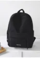 Zwarte minimalistische effen rugzak casual schooltas dagelijkse woon-werkverkeer reistas mooi - Zwart Groot