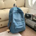 Zaino in velluto blu con ricamo gotico borsa da scuola casual zainetto carino blu - con portachiavi / Blu