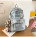 Zaino scolastico stampato con galassia per uso quotidiano, borsa studentesca estetica con ciondolo. - senza ciondolo / Taglia S / Blu