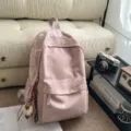 Zaino in velluto rosa elegante casual studente borsa scolare grande capacita viaggio chic - con portachiavi / Rosa