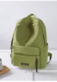 Effen groen canvas rugzak, casual schooltas met voorvak met rits voor dagelijks gebruik. - Groen Groot