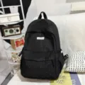 Black polka dot backpack for school and daily casual travel, cute minimalist design. - No Pendant / L / Black