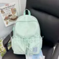 Light green cute star pattern school backpack for students, stylish daily travel casual daypack - Large (Without Pendant) / Green