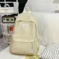 Chic polka dot backpack for women, casual yellow school bookbag with front pocket and straps. - No Pendant / S / Yellow