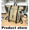 Casual large capacity roll top backpack for men and women outdoor travel daily school use. - Khaki