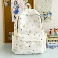 Japanese style cute dog star print student backpack large capacity white school bag for girls ins - Backpack Only (Without Pendant) / White
