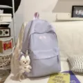 Sweet polka dot mini backpack for women and girls, cute casual bag with bear pendant. - With Pendant / L / Purple
