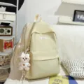 Japanese style cute polka dot backpack for school girls mini travel casual daypack - With Pendant / L / Yellow