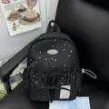 Black star print casual backpack cute Japanese style school bag for teens and girls - Small (Without Pendant) / Black