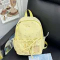 Cute yellow star print backpack for kids and students, casual Japanese style daypack. - Small (Without Pendant) / Yellow